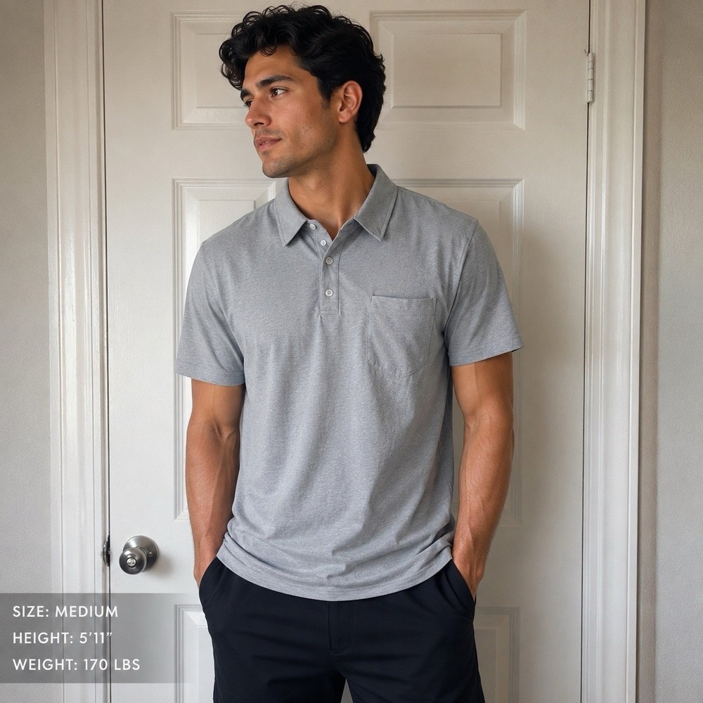 Rhone Gray Performance Polo Shirt Men Large Stretch Athletic Golf Office Casual